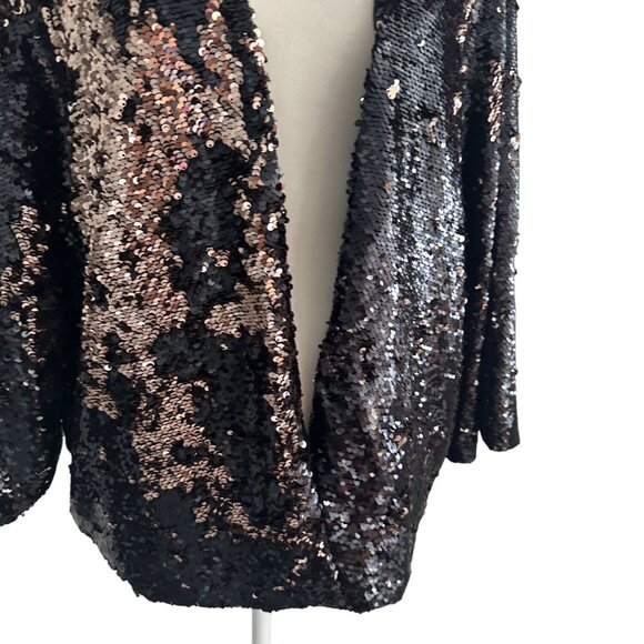 TORRID Reversible Black Metallic Sequin Blazer Jacket Size 3X/4X - Picture 2 of 8